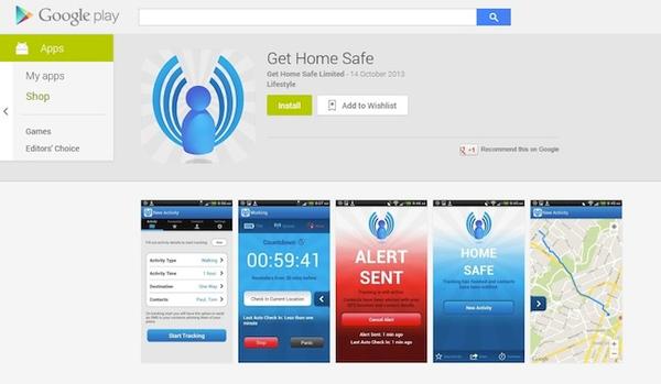 Screen Grab - Get Home Safe now available on Google Play.